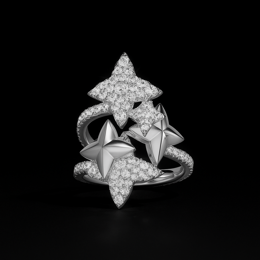 Intertwined Météorites Silver Ring