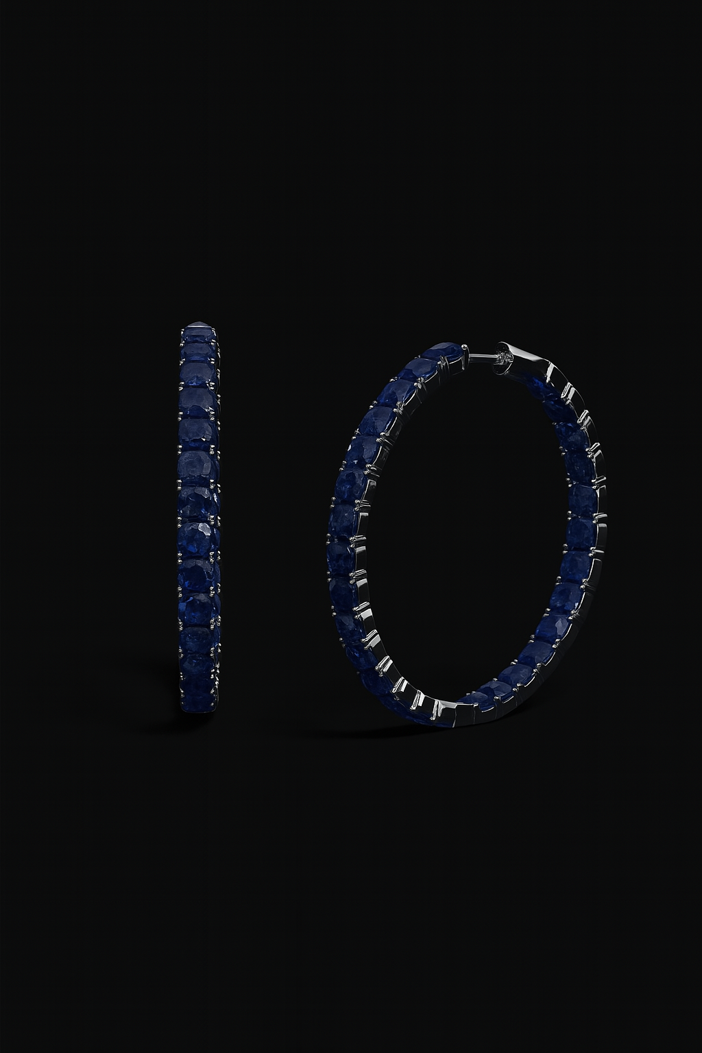 Large Blue Square Hoop Earrings