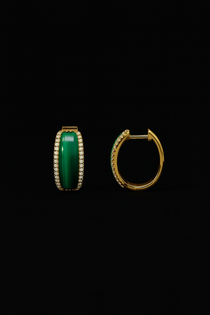 Malachite Hoop Earrings