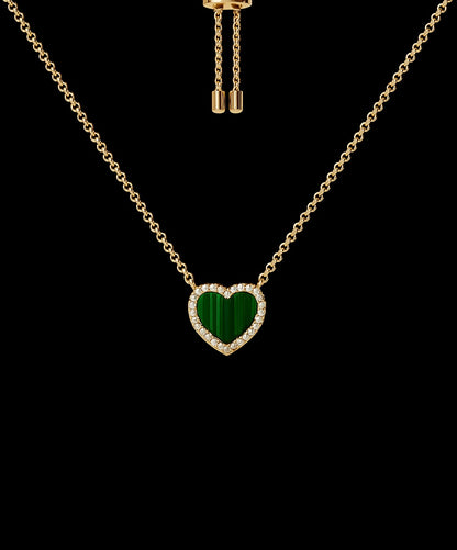 Mini Malachite Heart Adjustable Necklace
