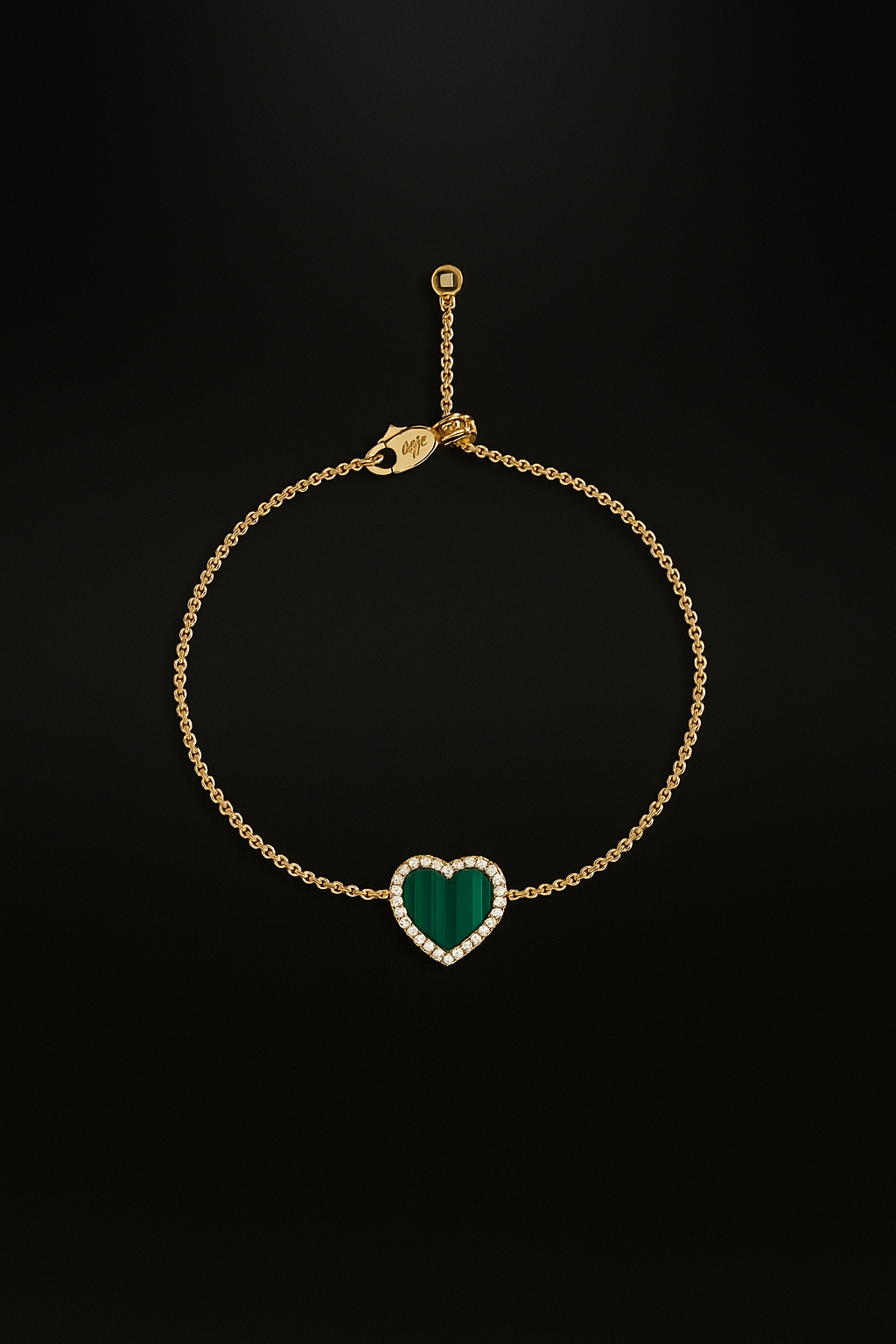 Malachite Heart Adjustable Bracelet