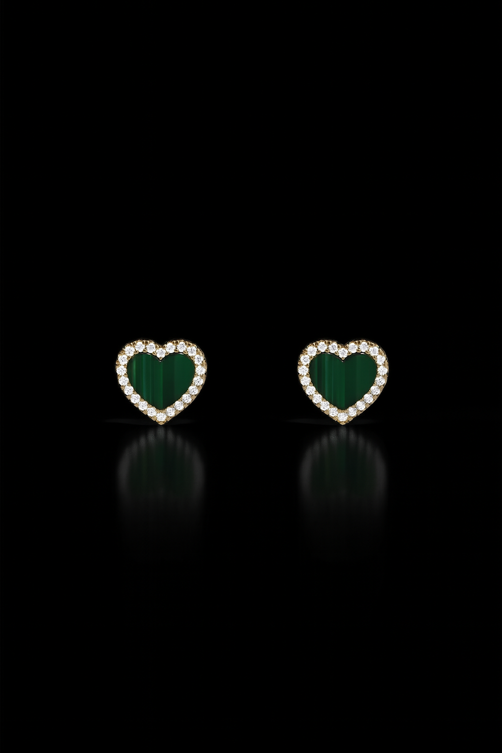 Malachite Heart Stud Earrings