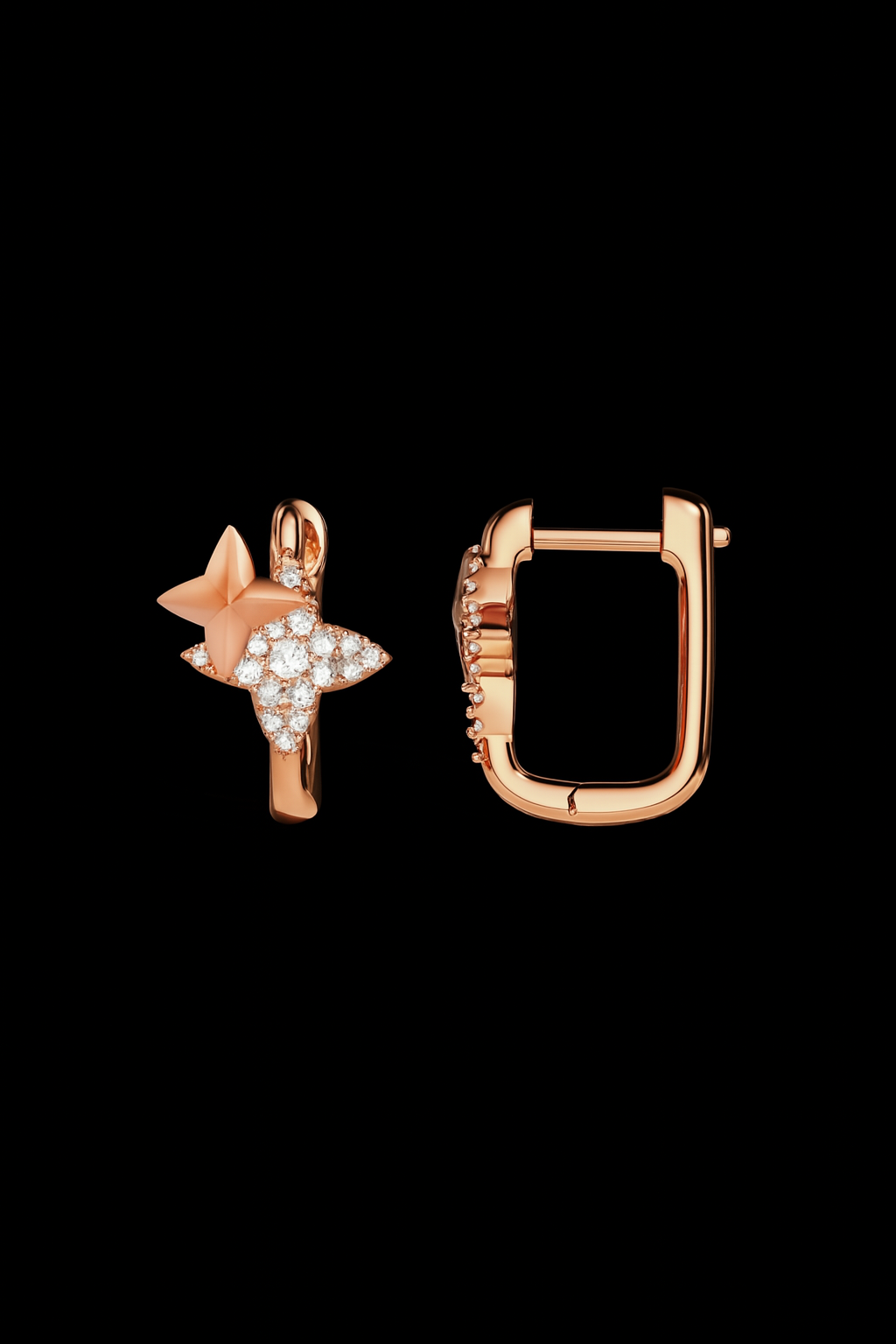 Météorites Rose Gold Square Hoop Earrings