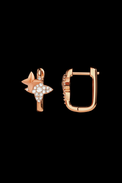 Météorites Rose Gold Square Hoop Earrings