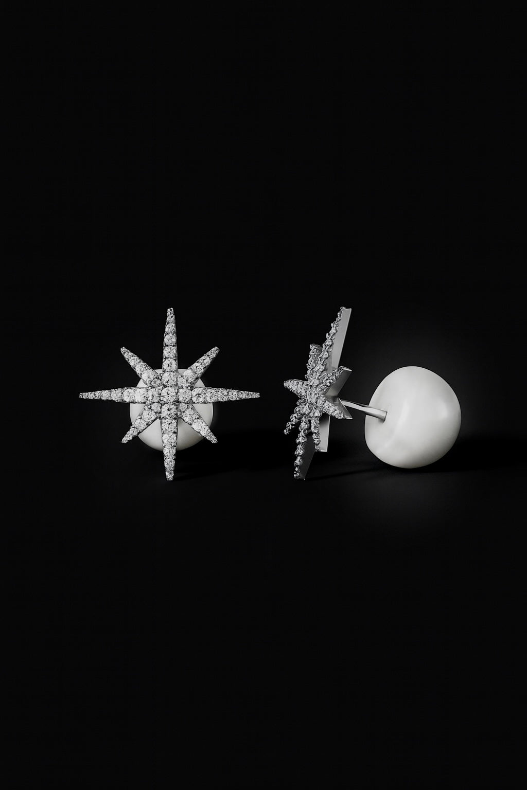 Météorites Silver Stud Earrings with Pearl