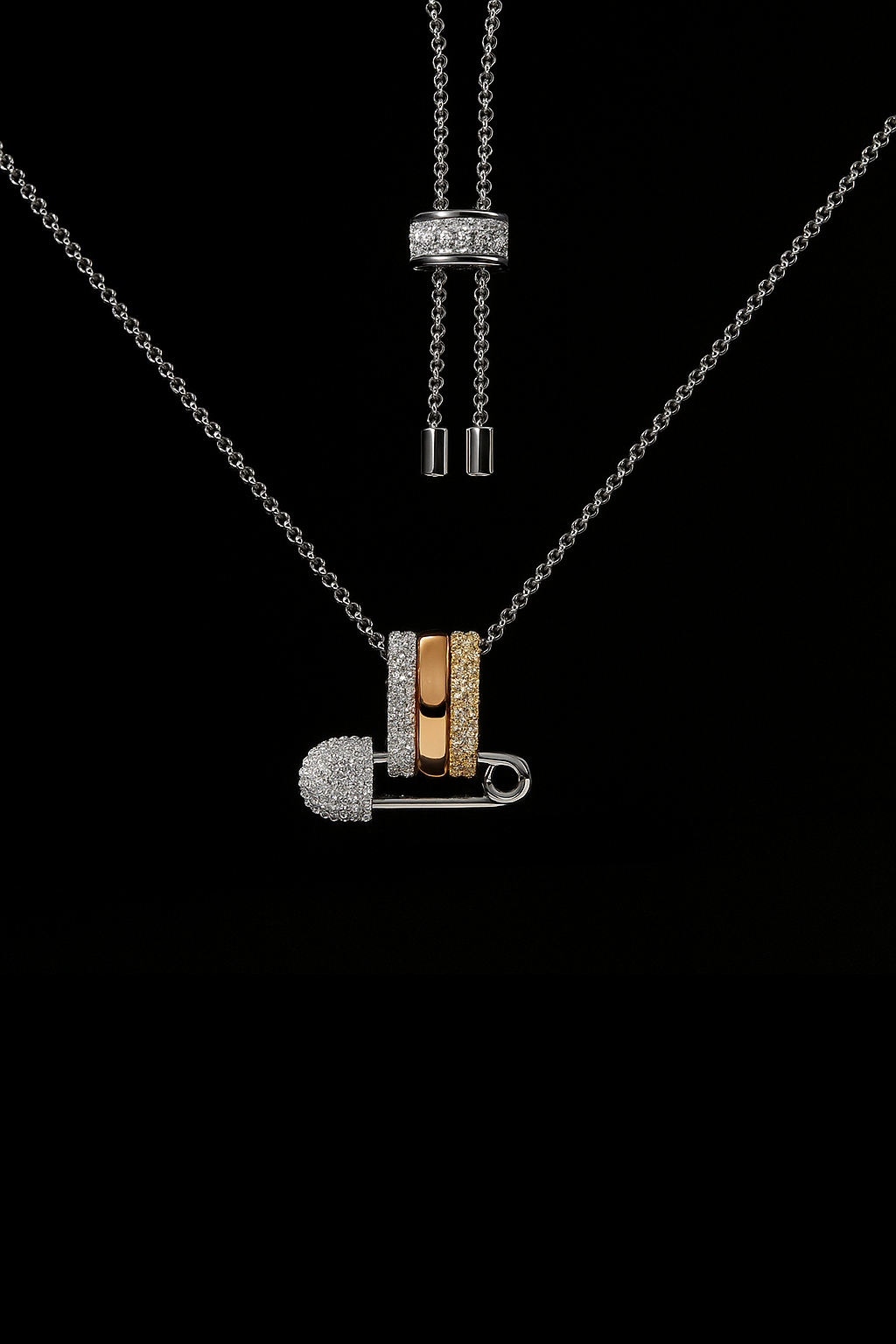 Multicolor Safety Pin Adjustable Necklace