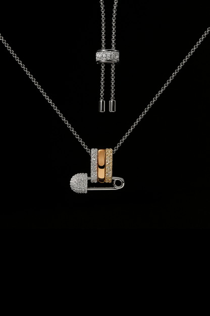Multicolor Safety Pin Adjustable Necklace