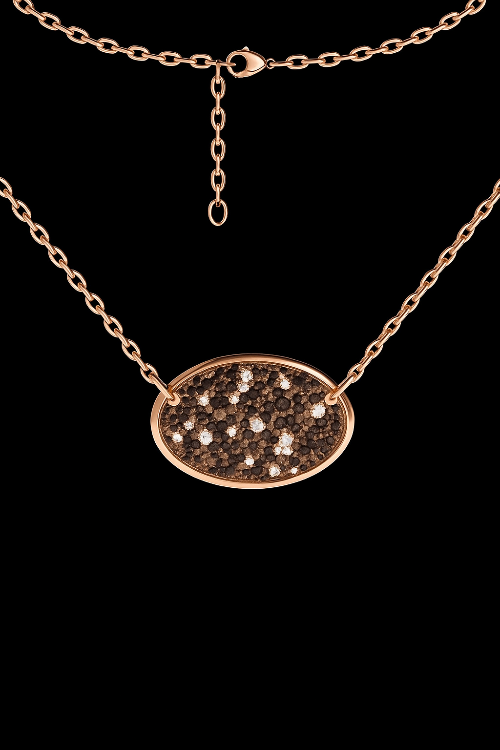 Oval Chocolate Pavé Adjustable Necklace