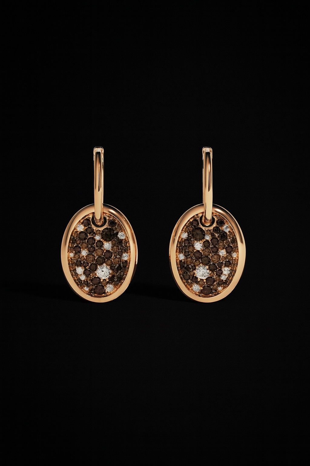 Oval Chocolate Pavé Hoop Earrings