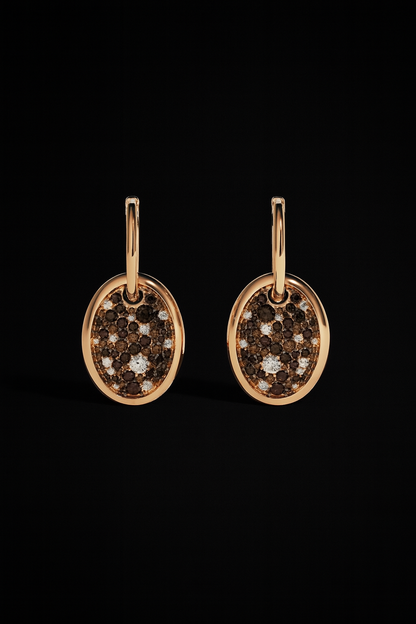 Oval Chocolate Pavé Hoop Earrings
