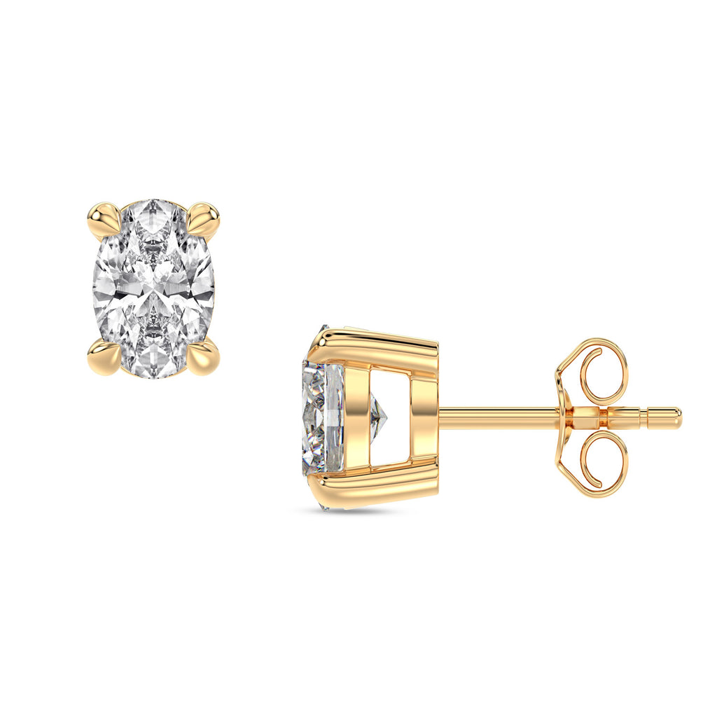Oval Diamond Stud Earrings