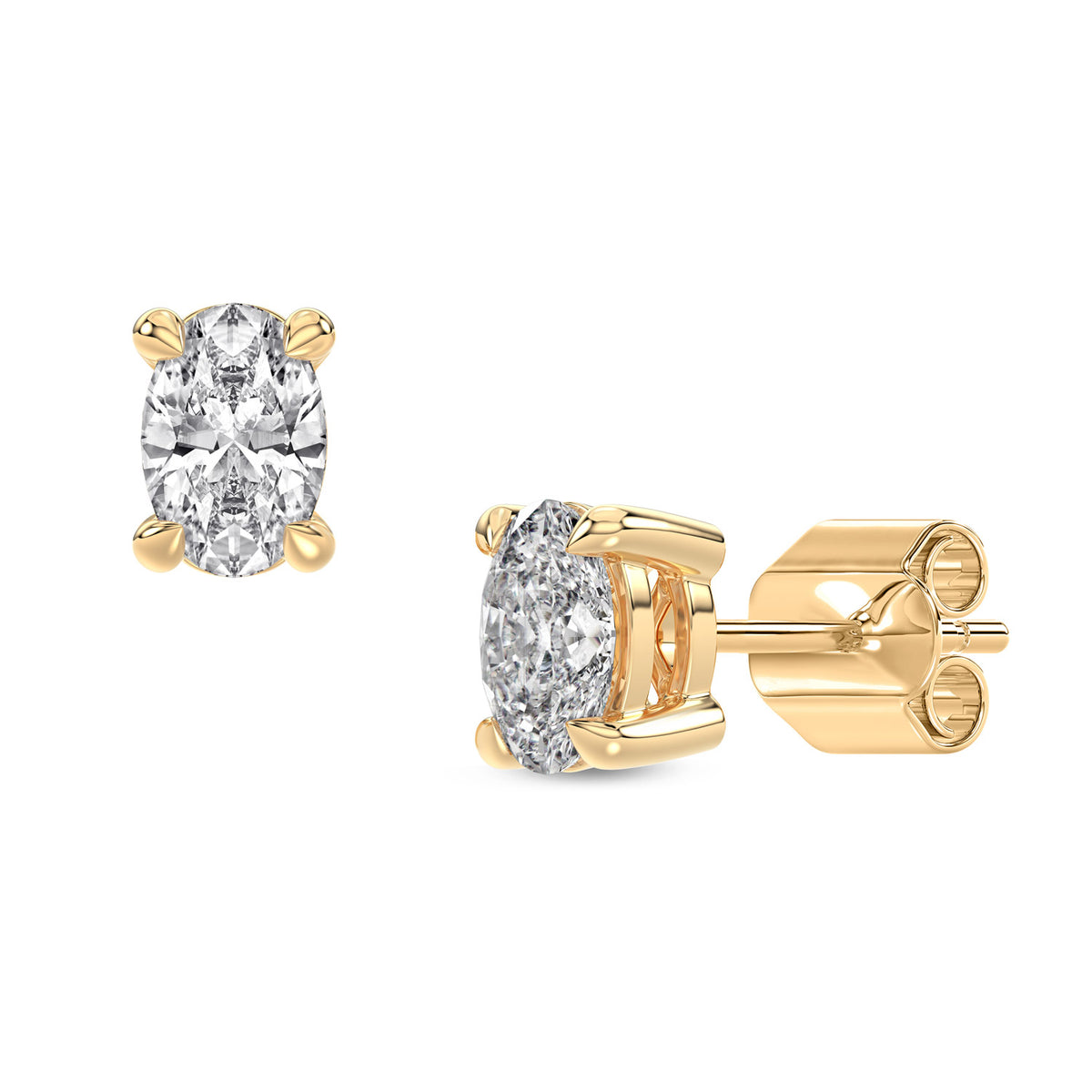 Oval Diamond Stud Earrings