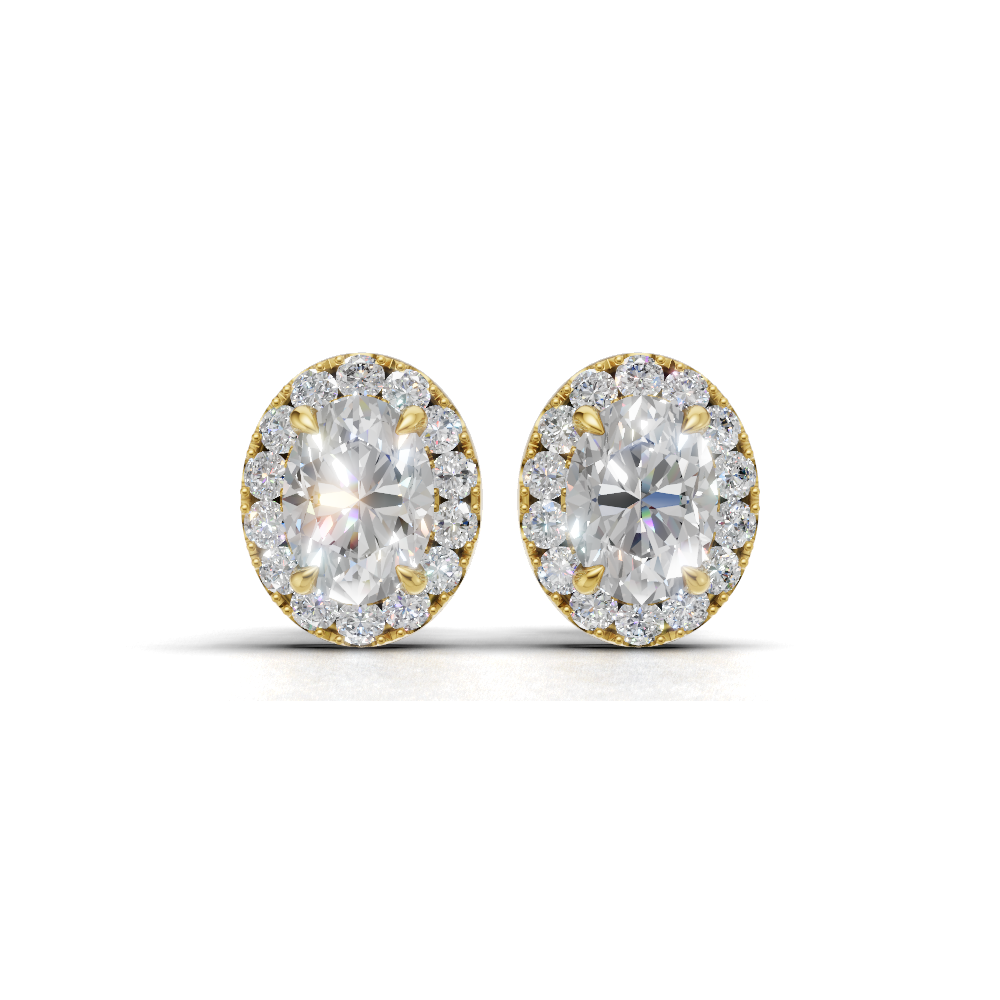 Oval Halo Diamond Stud Earrings