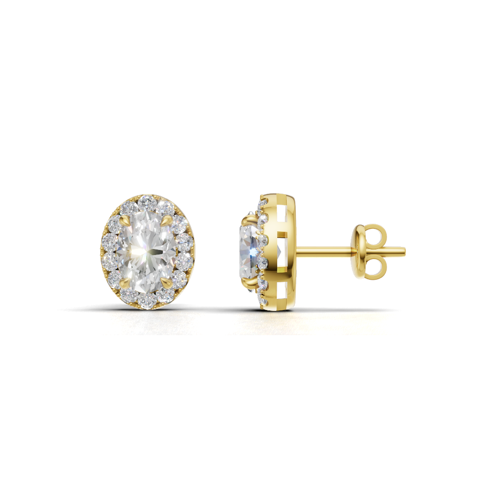 Oval Halo Diamond Stud Earrings