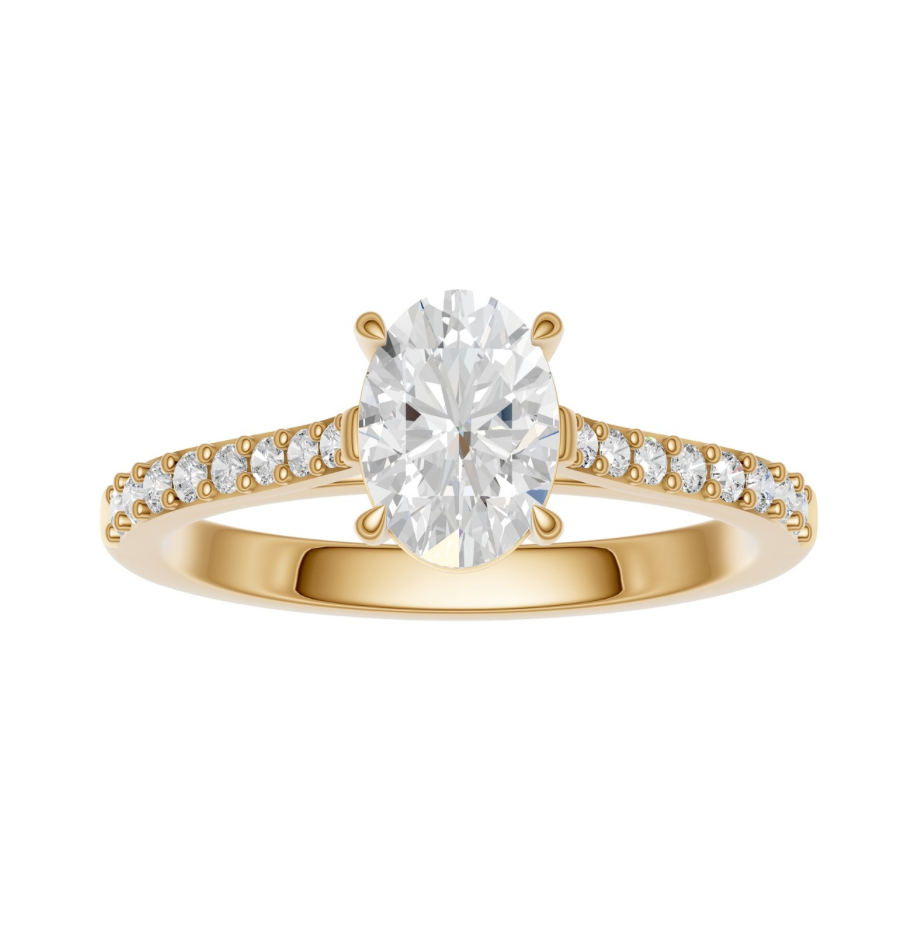 Oval Diamond Shoulder Ring
