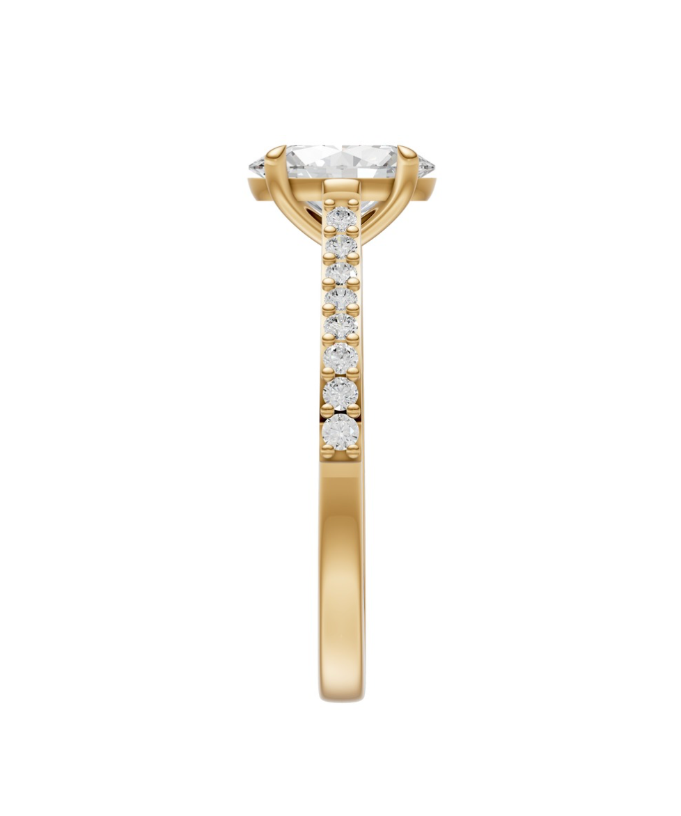 Oval Diamond Shoulder Ring