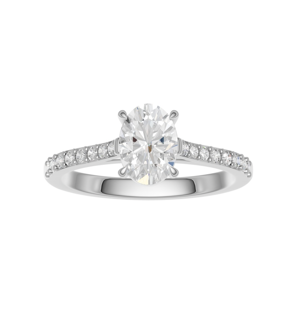 Oval Diamond Shoulder Ring