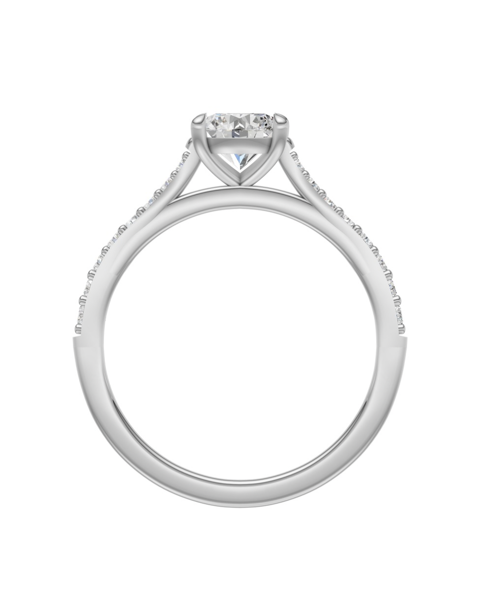 Oval Diamond Shoulder Ring