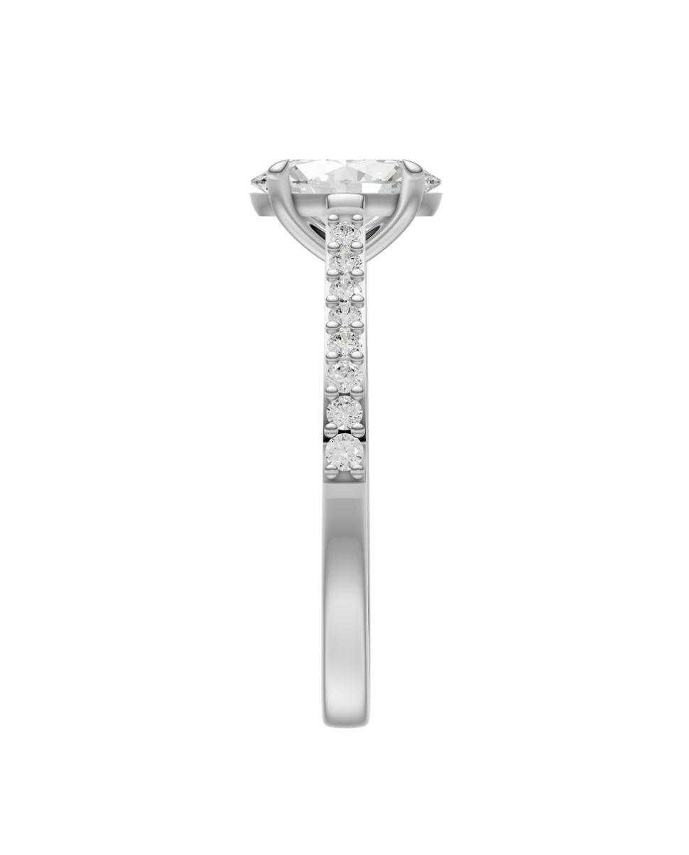 Oval Diamond Shoulder Ring