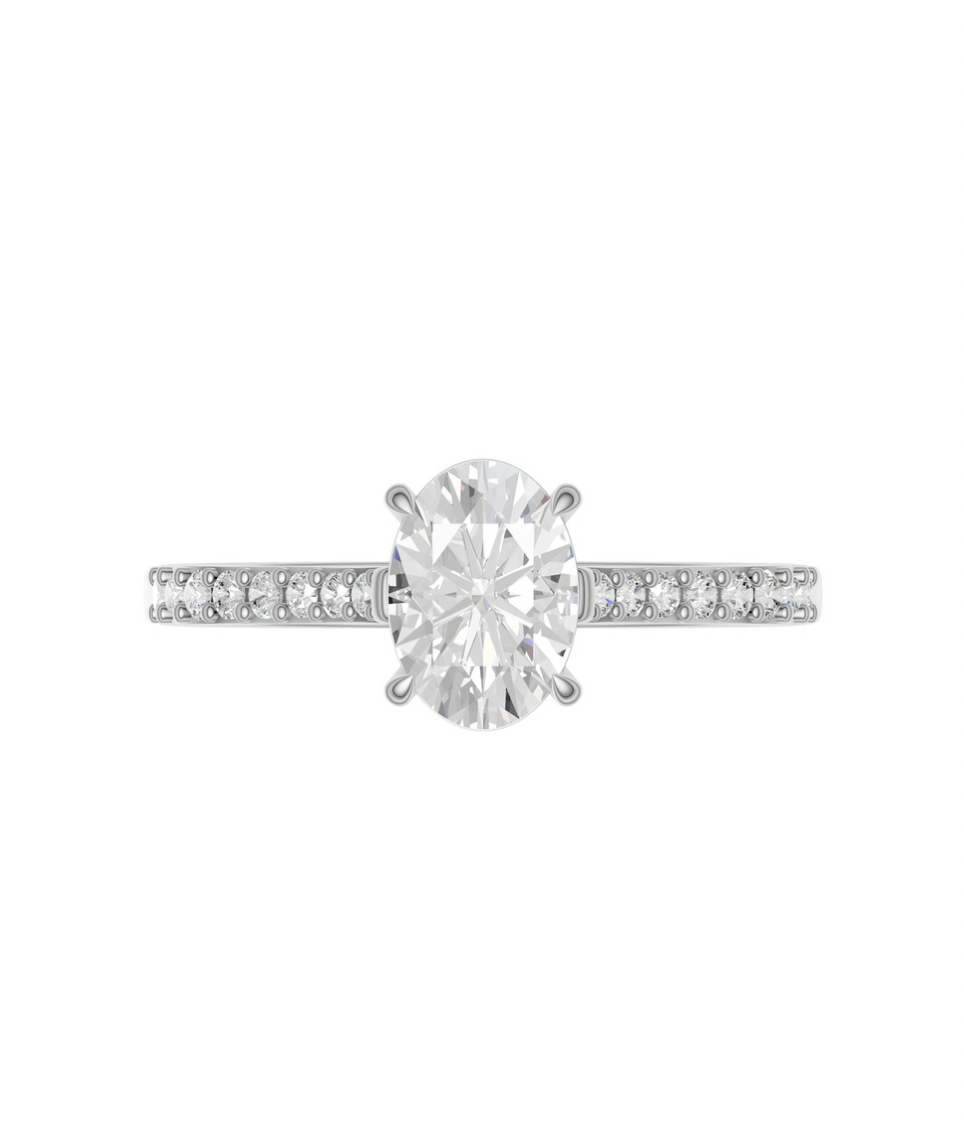 Oval Diamond Shoulder Ring