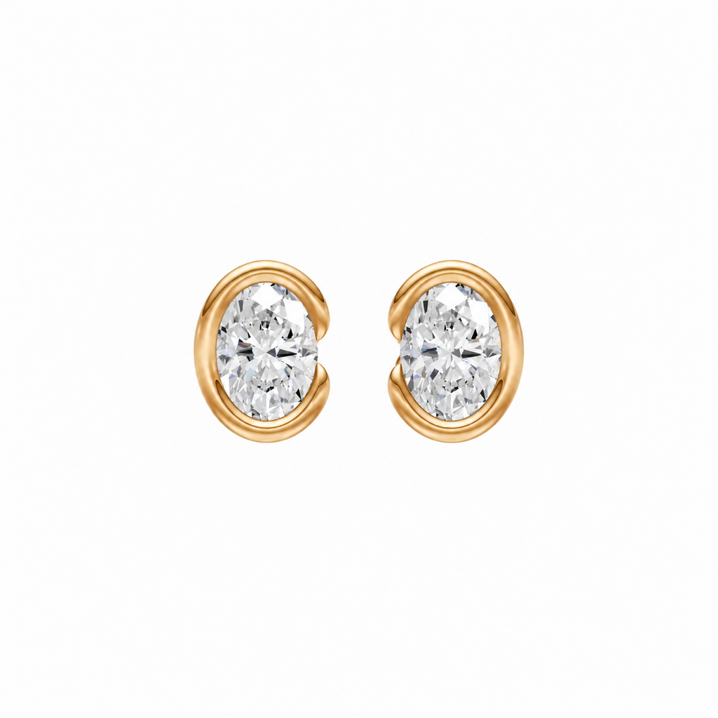 Oval Diamond Stud Earrings