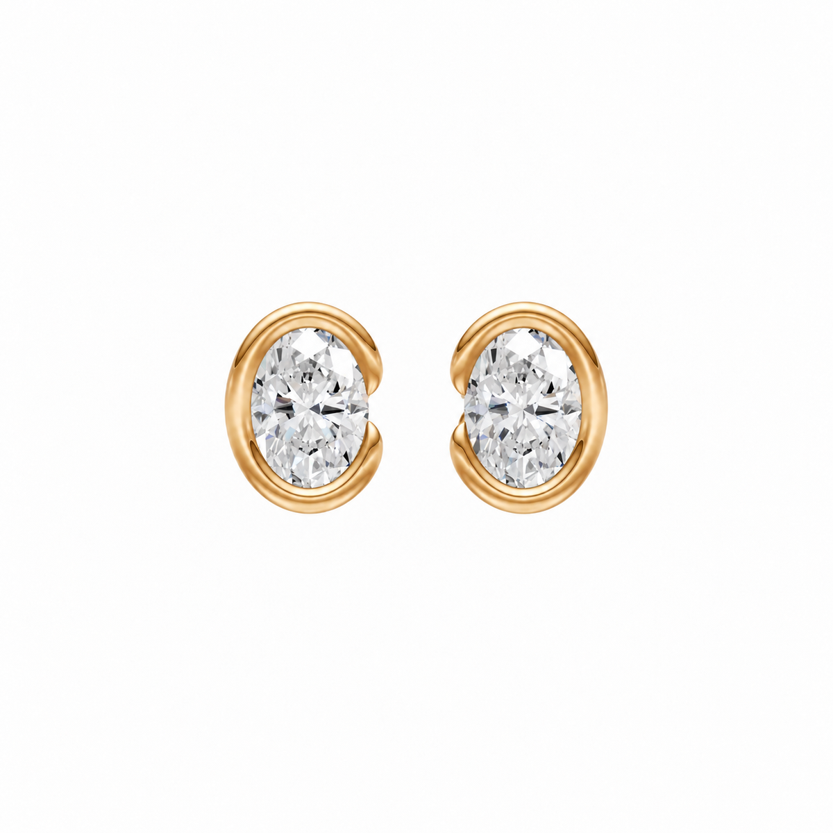 Oval Diamond Stud Earrings