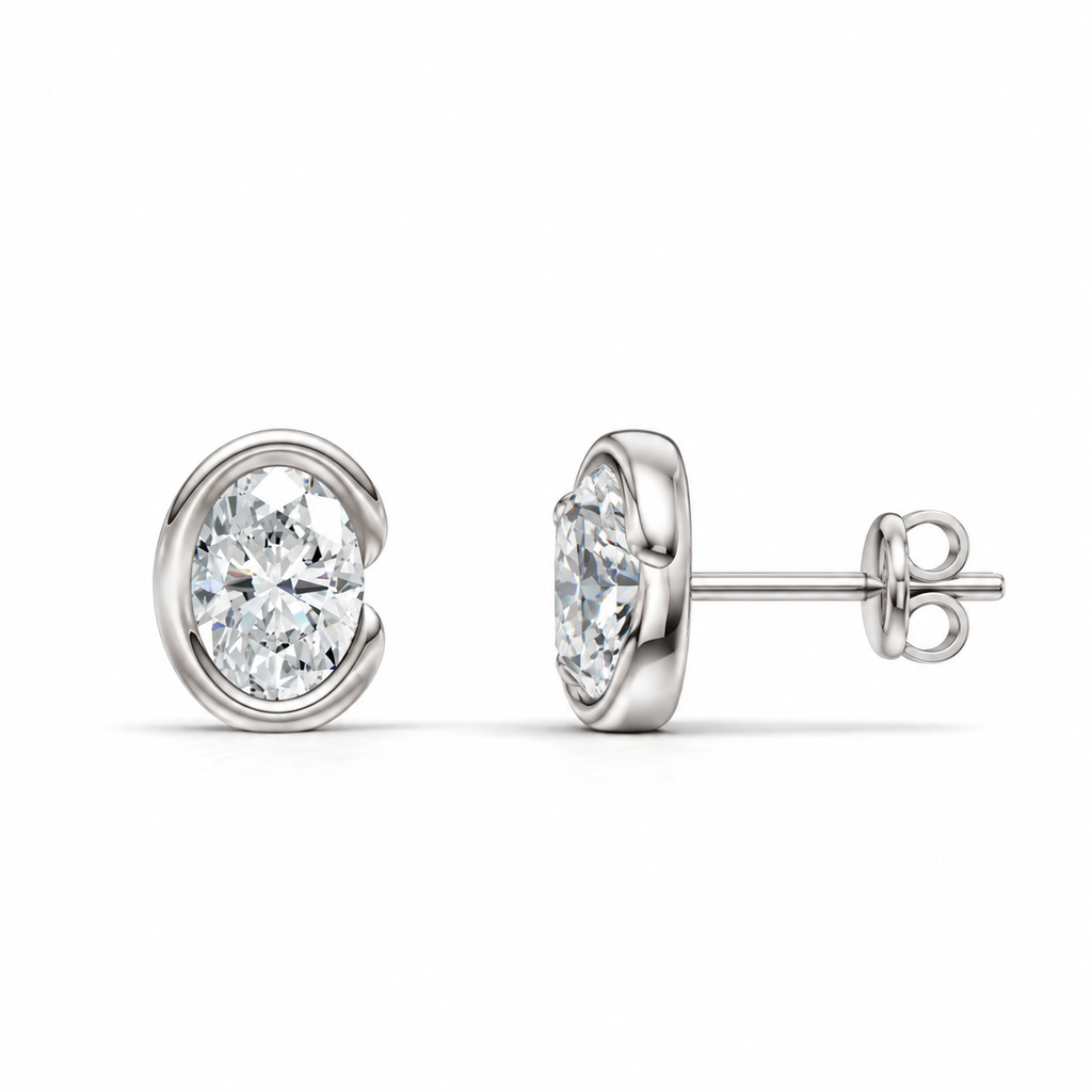 Oval Diamond Stud Earrings