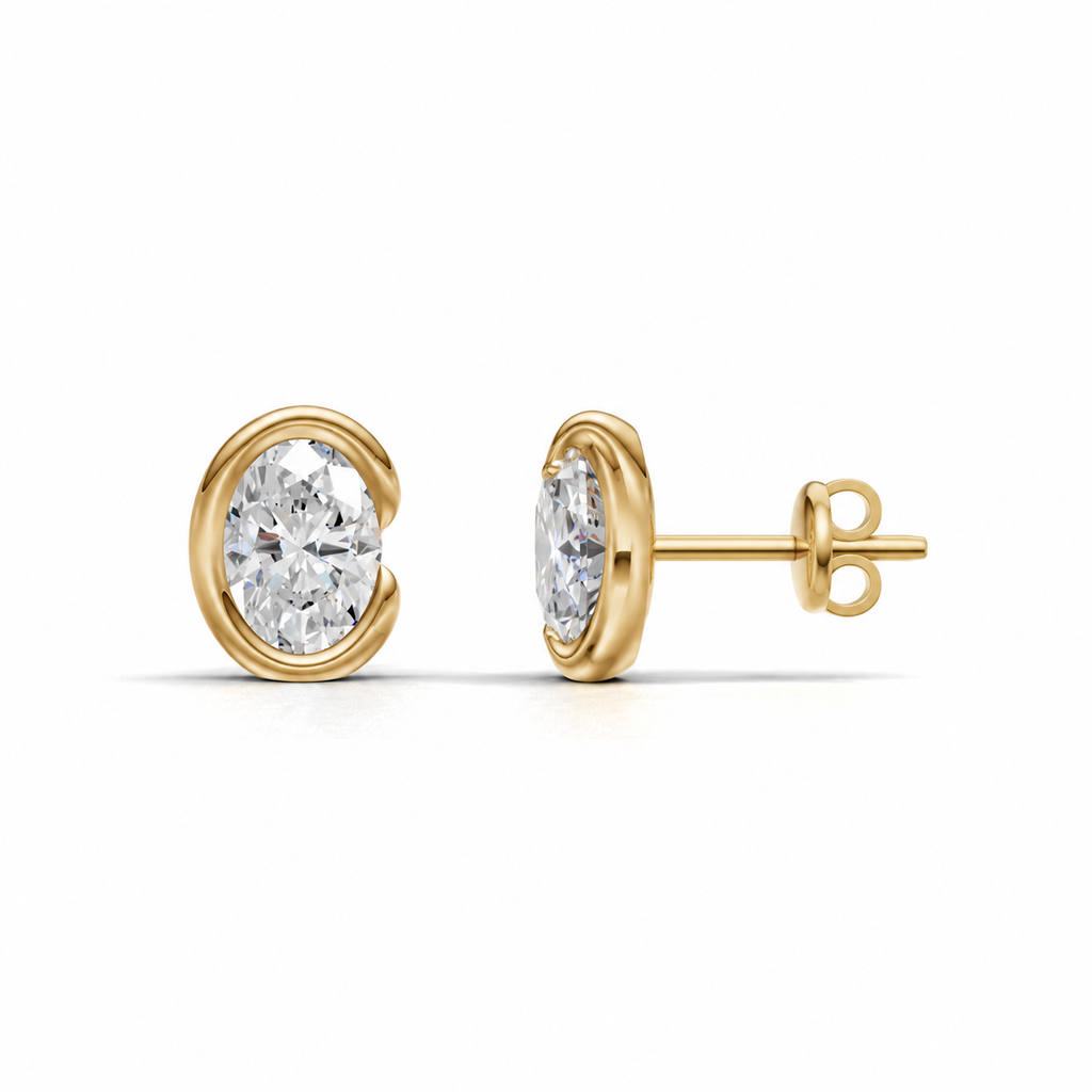 Oval Diamond Stud Earrings