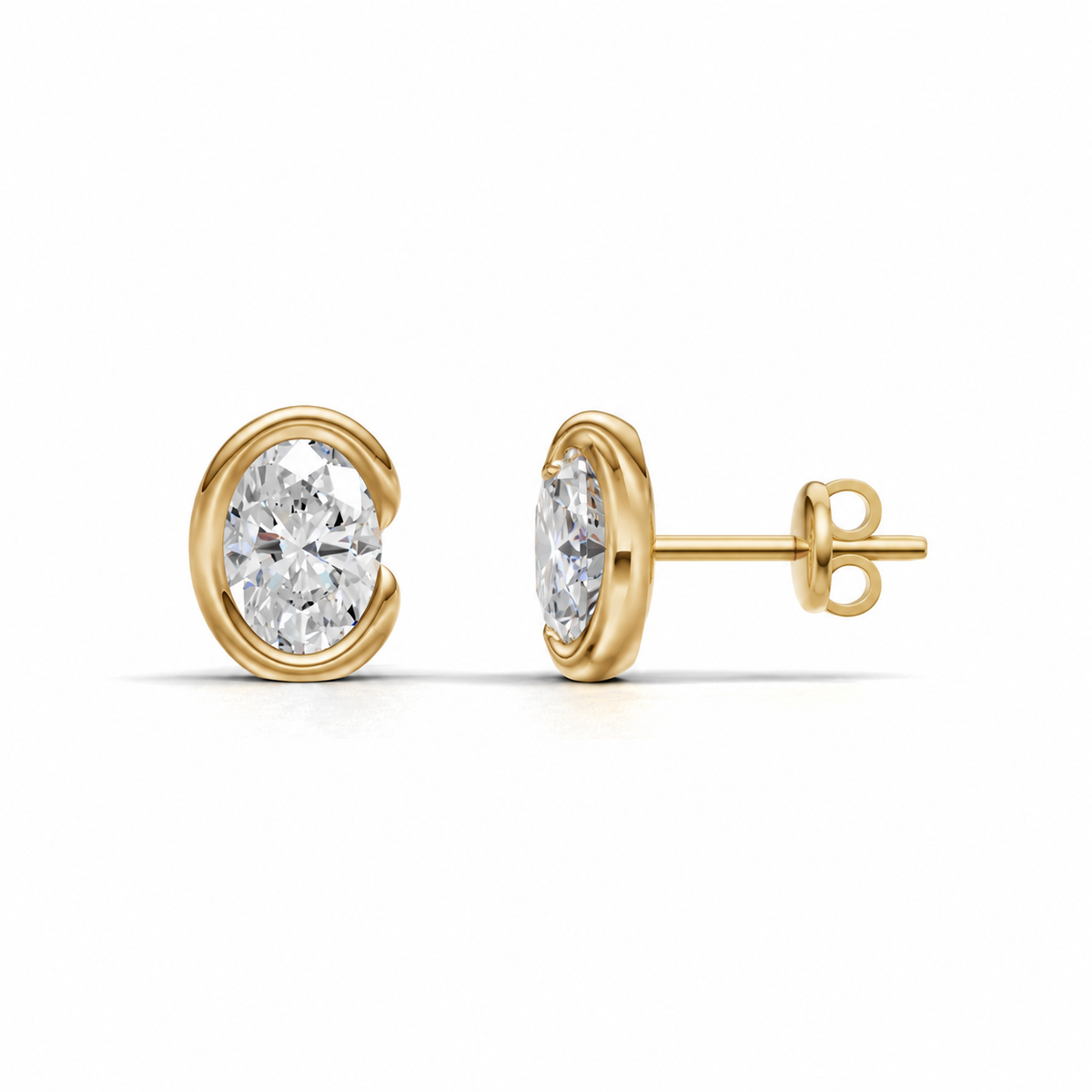 Oval Diamond Stud Earrings