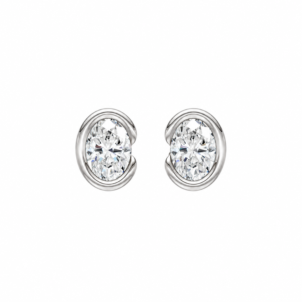 Oval Diamond Stud Earrings