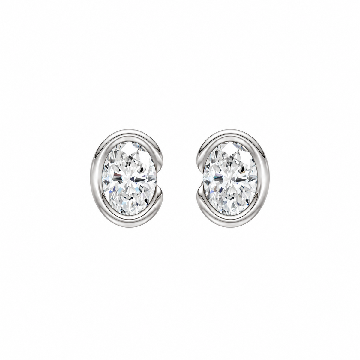 Oval Diamond Stud Earrings