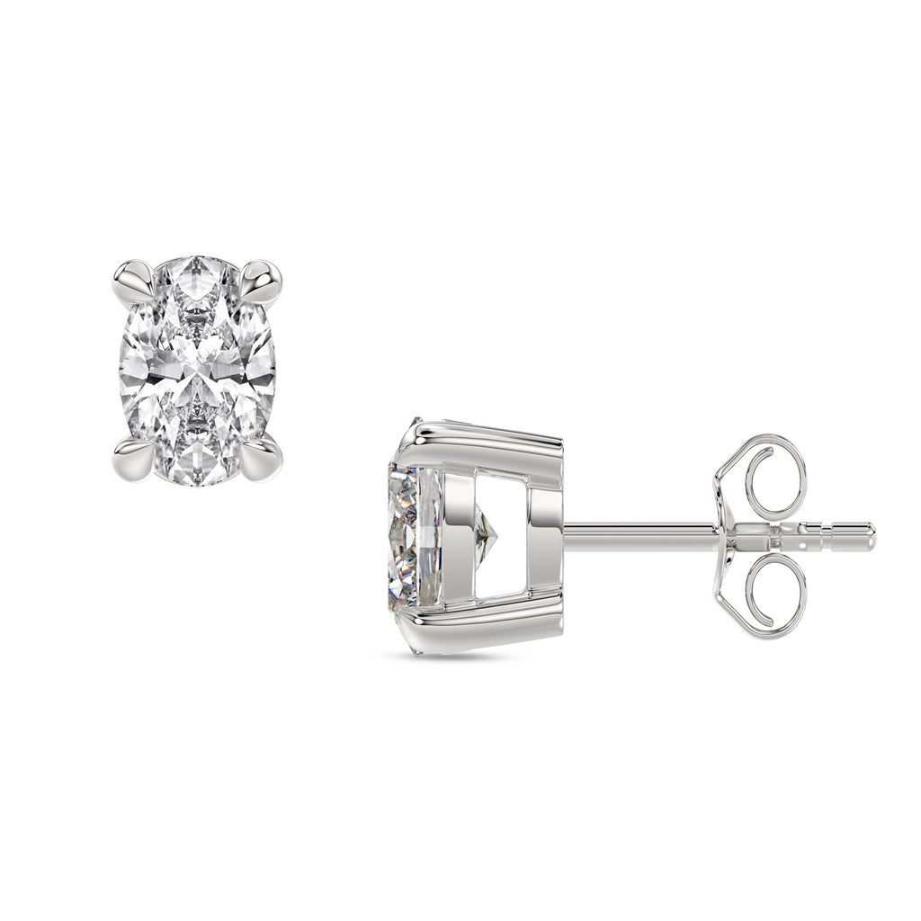 Oval Diamond Stud Earrings