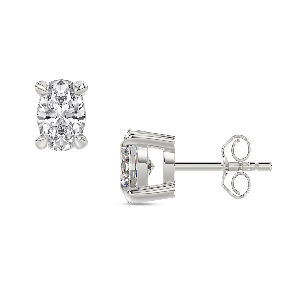 Oval Diamond Stud Earrings