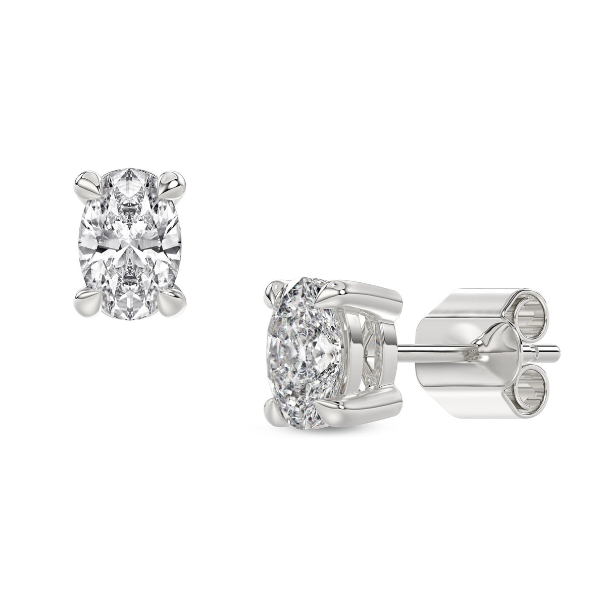Oval Diamond Stud Earrings