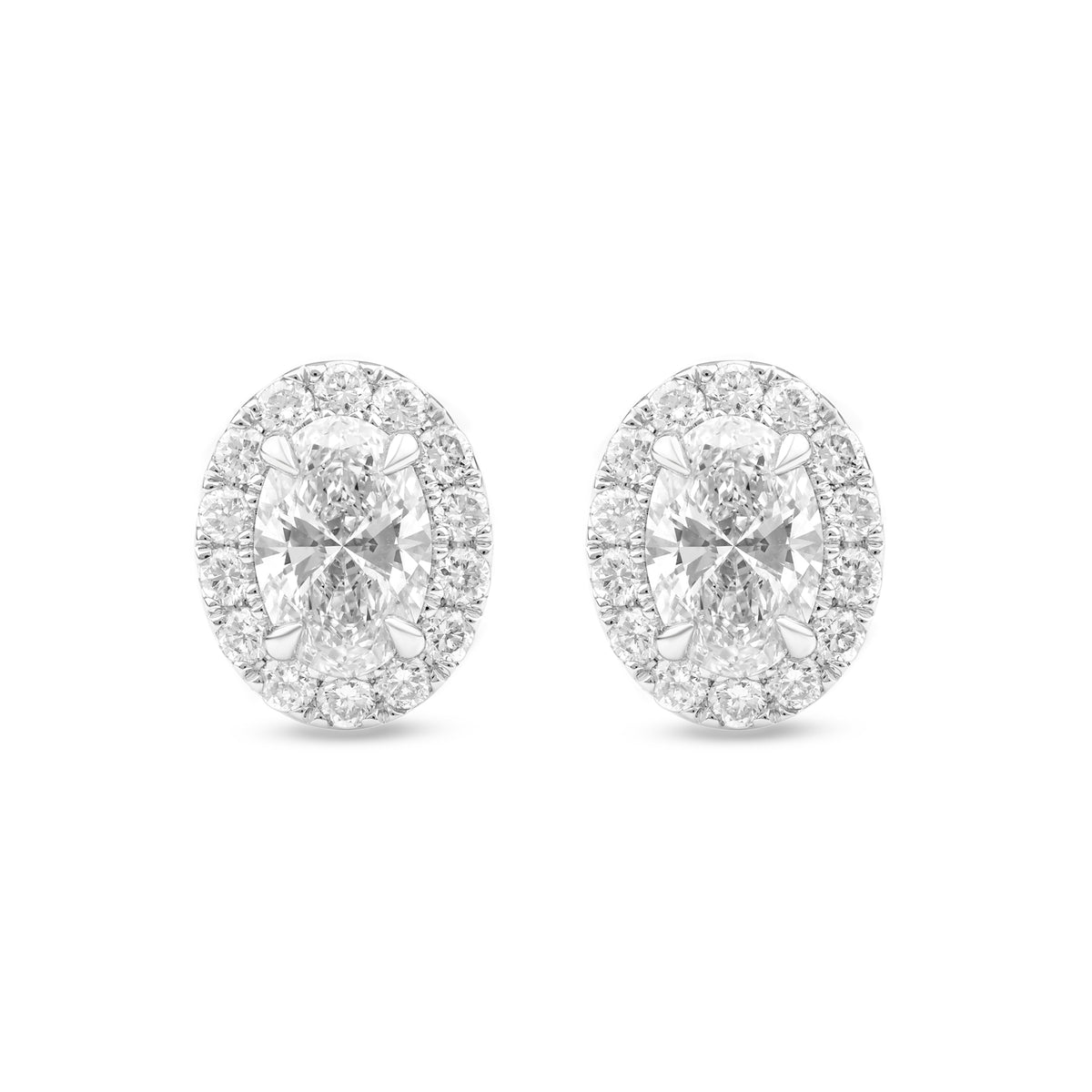 Oval Halo Diamond Stud Earrings