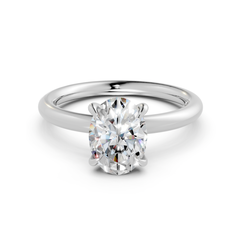 Oval Hidden Halo Ring