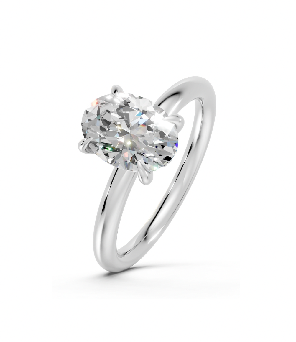 Oval Hidden Halo Ring