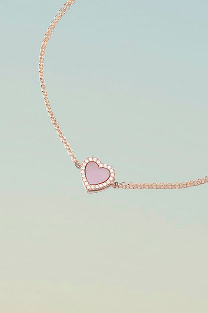 Pink Nacre Heart Adjustable bracelet