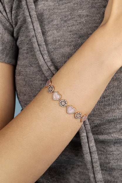 Pink Nacre Heart & Dot Adjustable bracelet