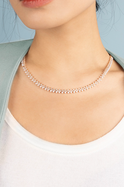 Up and Down Adjustable Necklace with Pearls