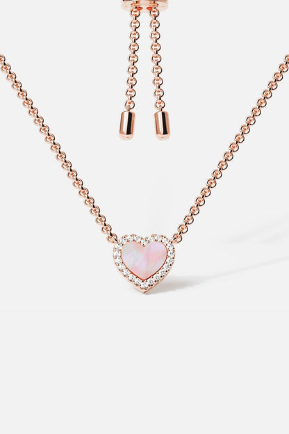 Pink Nacre Heart Adjustable Necklace