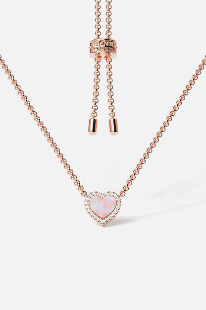 Pink Nacre Heart Adjustable Necklace