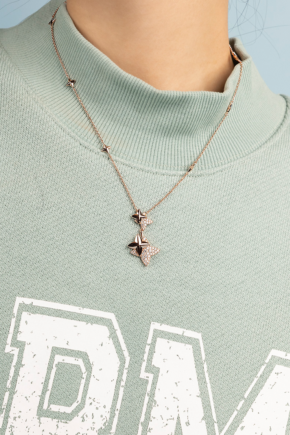 Double Météorites Rose Gold Adjustable Necklace