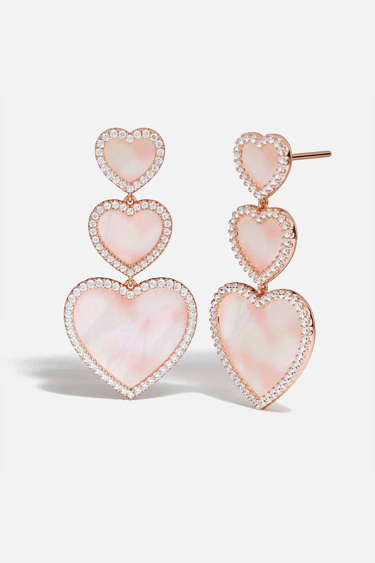 Pink Nacre Heart Earrings