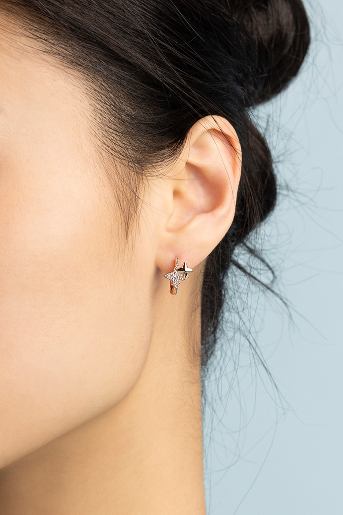 Météorites Rose Gold Square Hoop Earrings