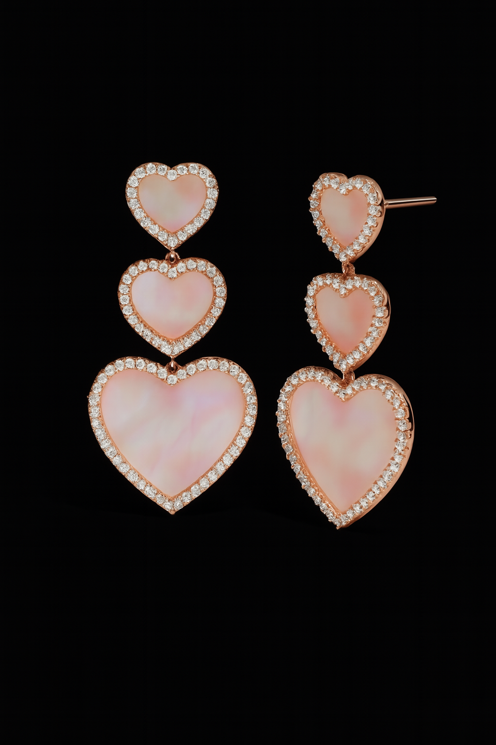 Pink Nacre Heart Earrings