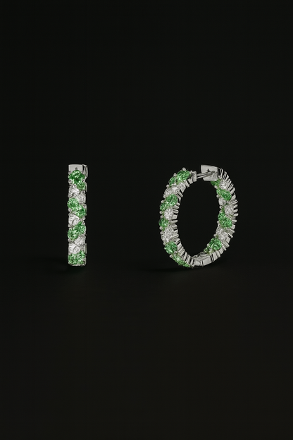 Pastel Green Drop Hoop Earrings