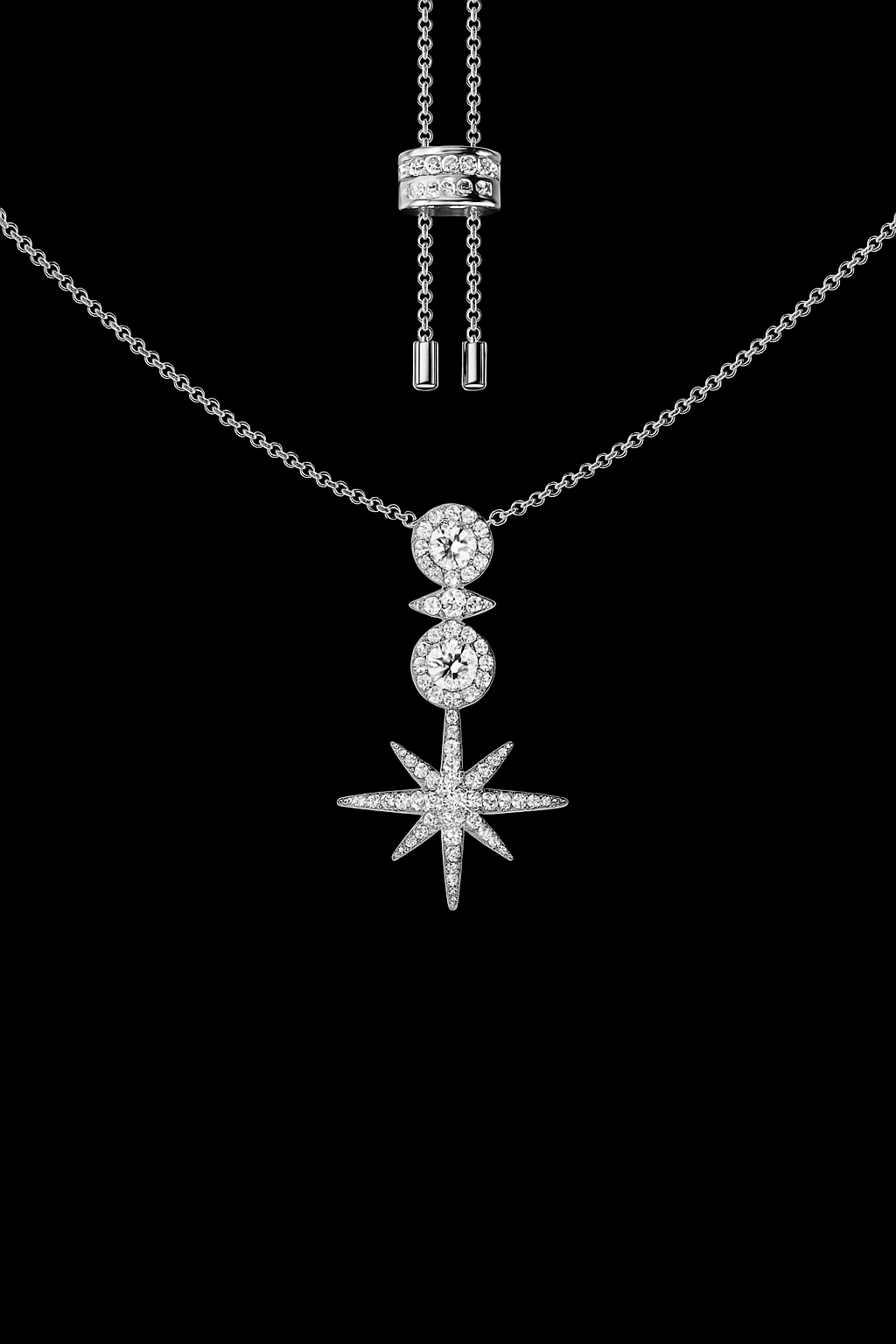 Pavé Météorites & Circles Adjustable Necklace
