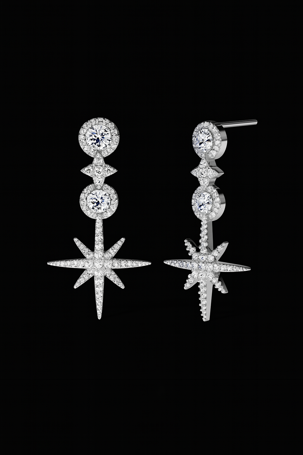 Pavé Météorites & Circles Drop Earrings