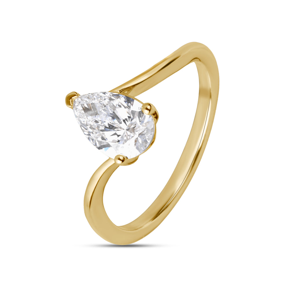 Pear Solitaire Ring